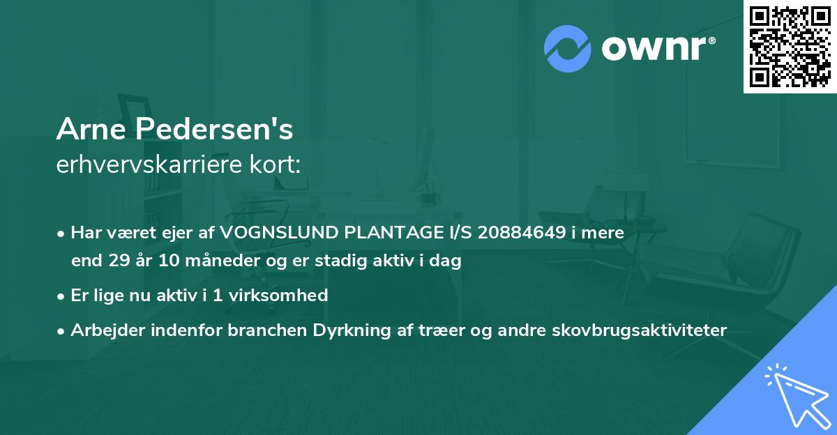 Arne Pedersen's erhvervskarriere kort