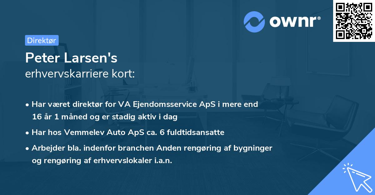Peter Larsen's erhvervskarriere kort