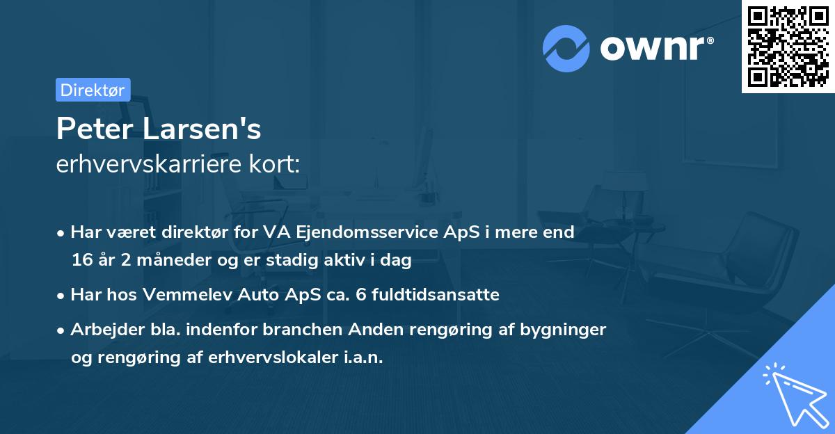 Peter Larsen's erhvervskarriere kort