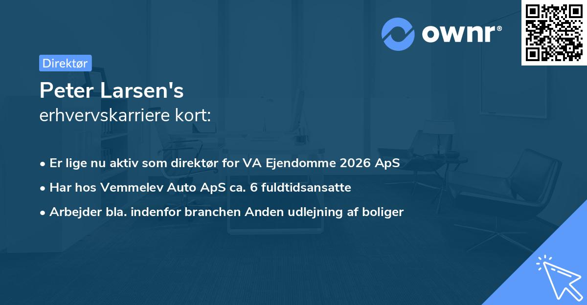Peter Larsen's erhvervskarriere kort