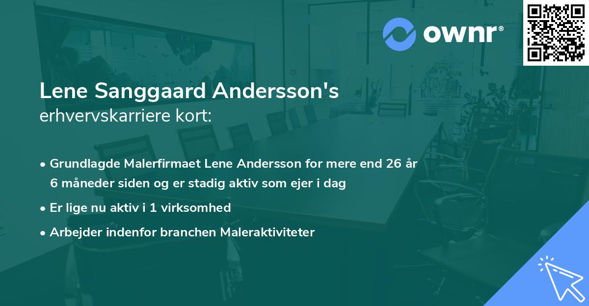 Lene Sanggaard Andersson's erhvervskarriere kort