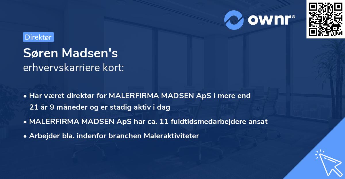 Søren Madsen's erhvervskarriere kort