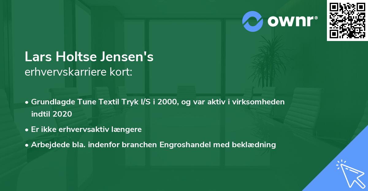 Lars Holtse Jensen's erhvervskarriere kort
