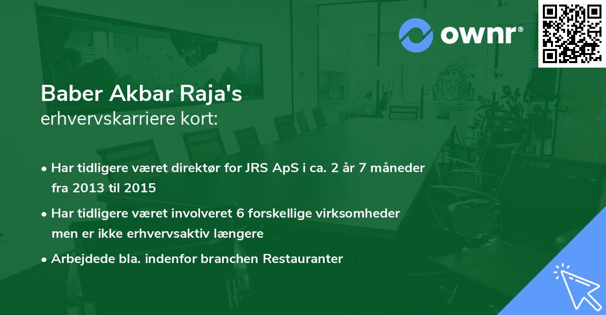 Baber Akbar Raja's erhvervskarriere kort