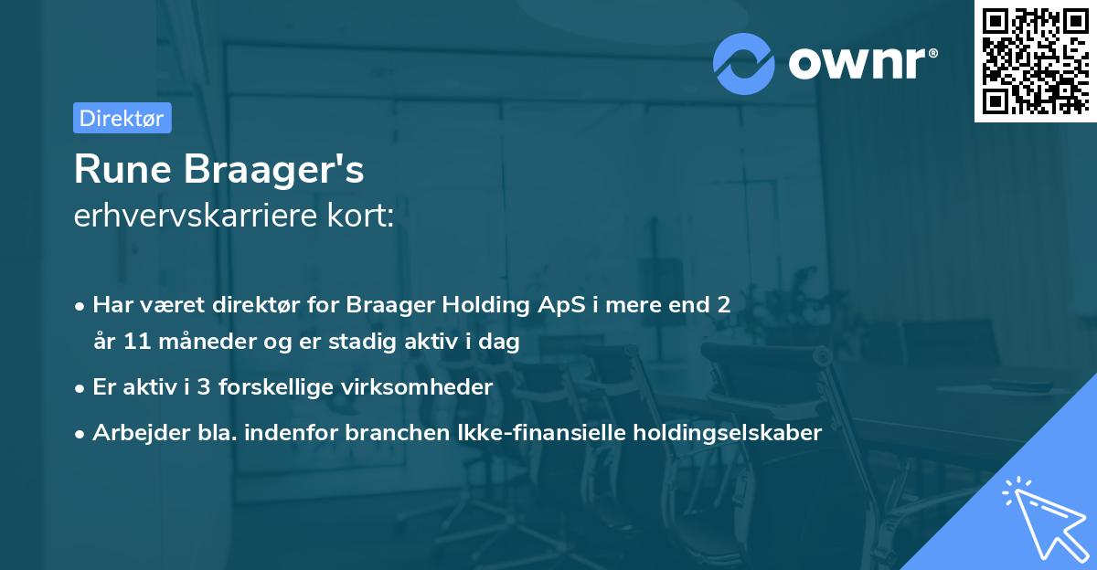 Rune Braager's erhvervskarriere kort