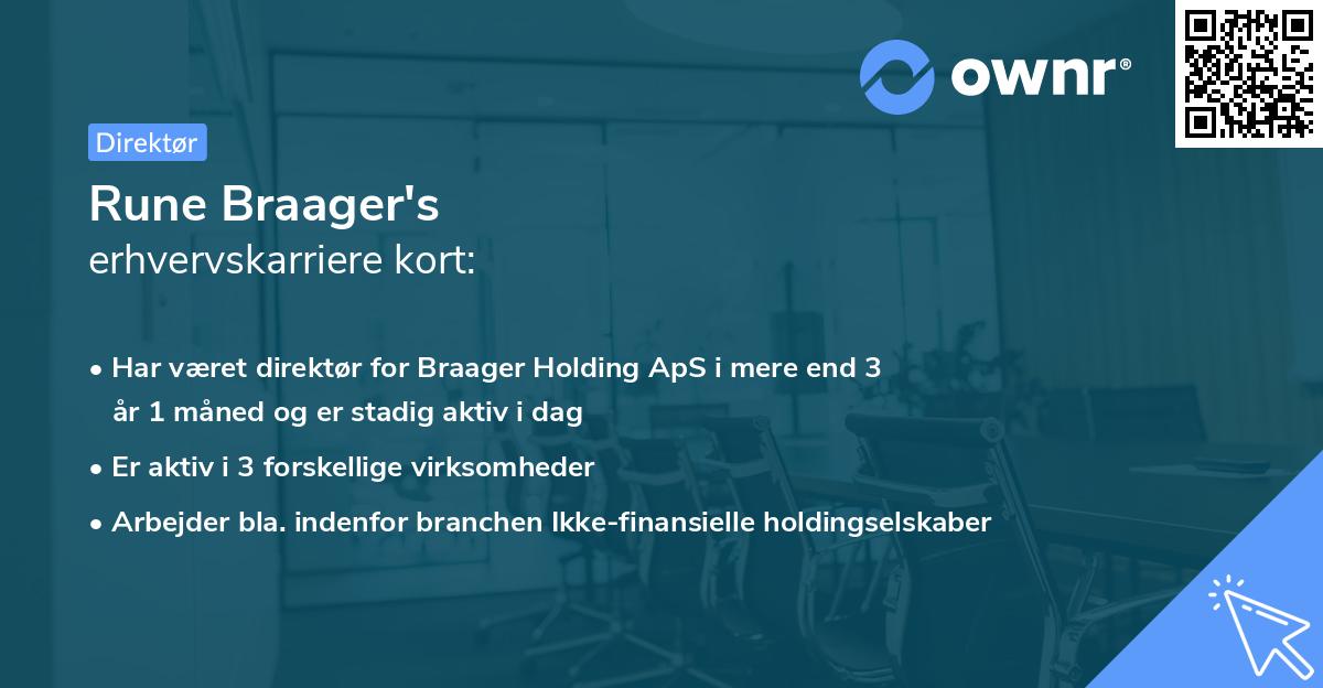 Rune Braager's erhvervskarriere kort