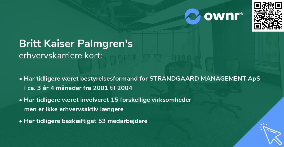 Britt Kaiser Palmgren's erhvervskarriere kort