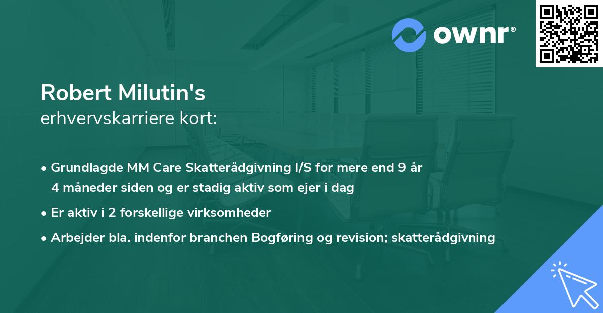 Robert Milutin's erhvervskarriere kort