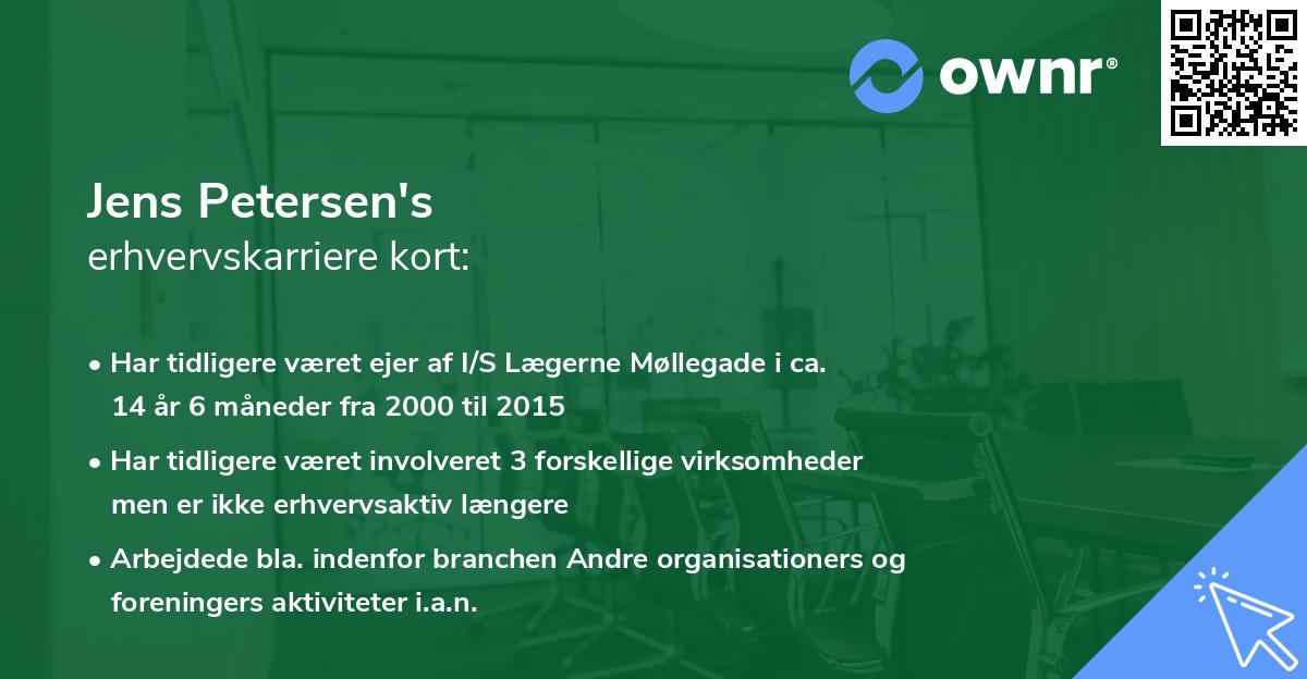 Jens Petersen's erhvervskarriere kort