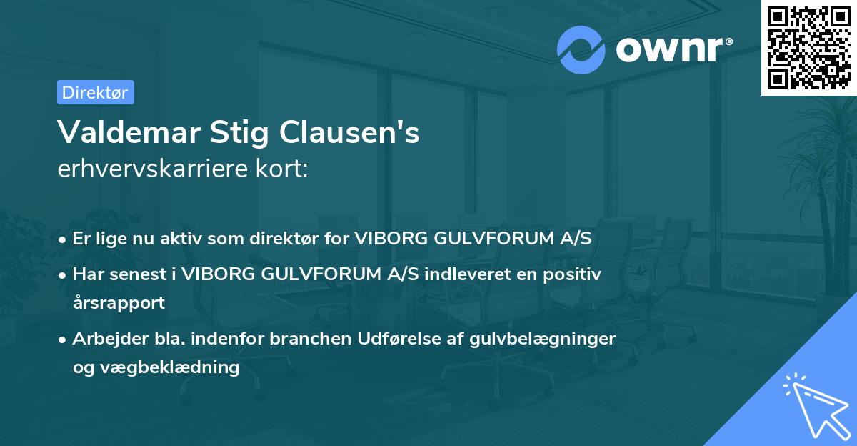 Valdemar Stig Clausen's erhvervskarriere kort