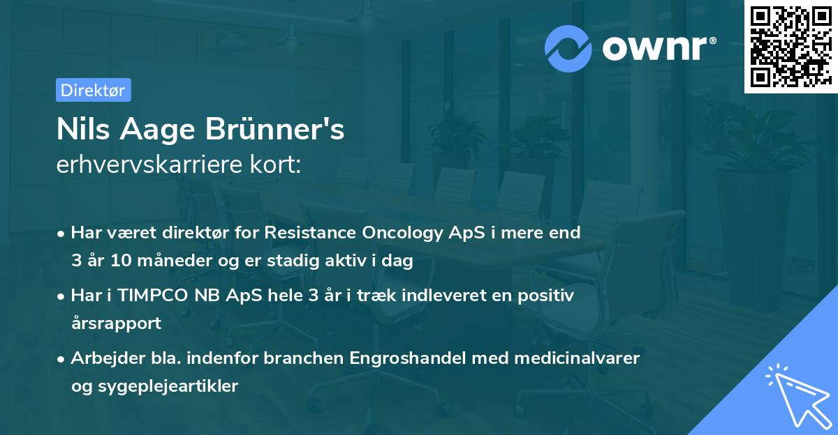 Nils Aage Brünner's erhvervskarriere kort