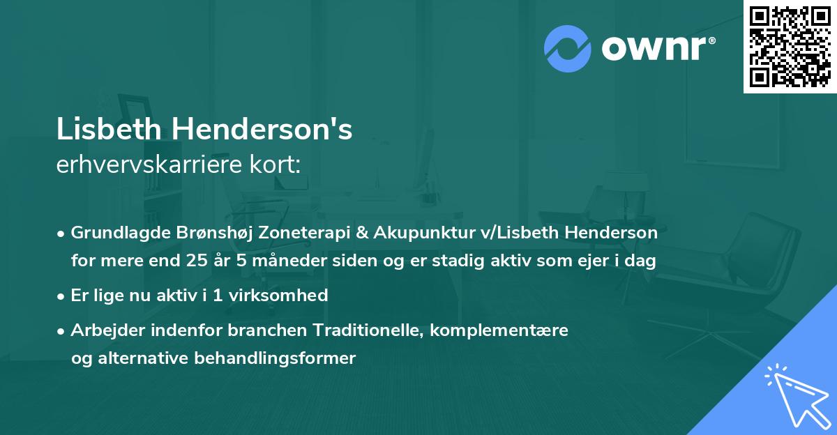 Lisbeth Henderson's erhvervskarriere kort