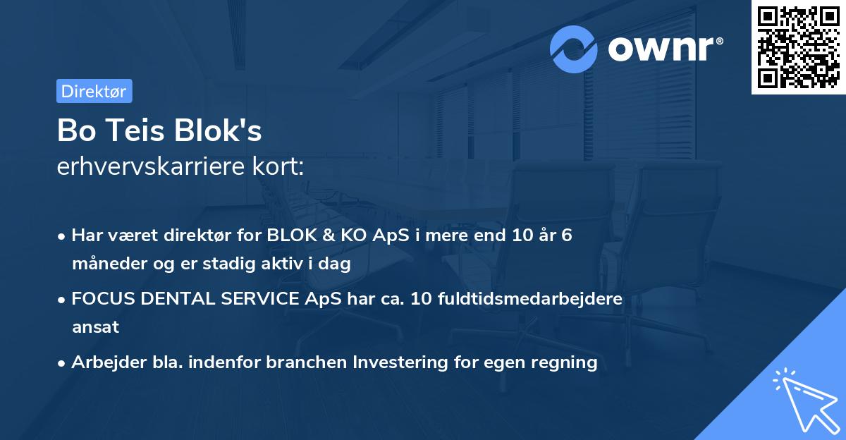Bo Teis Blok's erhvervskarriere kort