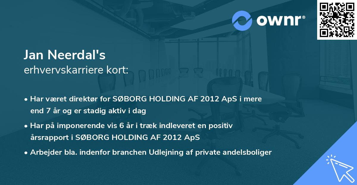 Jan Neerdal's erhvervskarriere kort