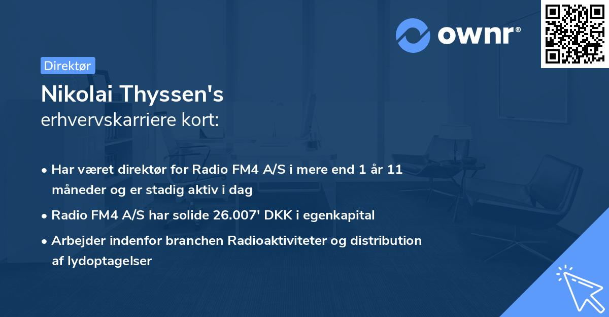 Nikolai Thyssen's erhvervskarriere kort