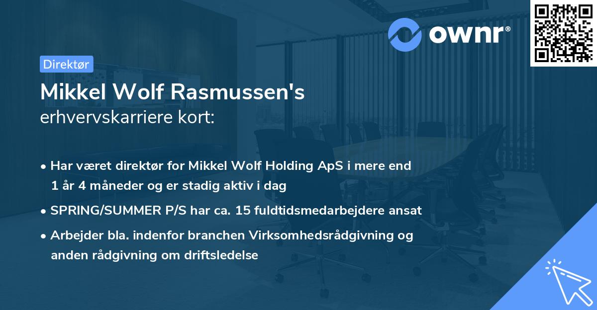 Mikkel Wolf Rasmussen's erhvervskarriere kort