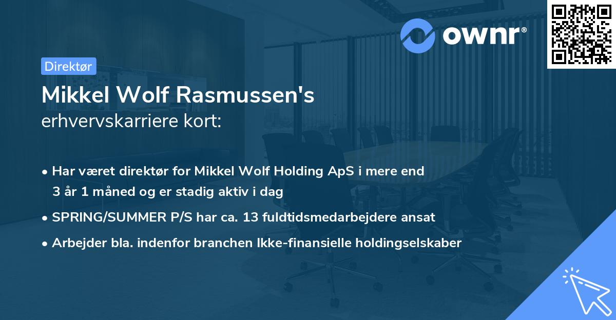 Mikkel Wolf Rasmussen's erhvervskarriere kort