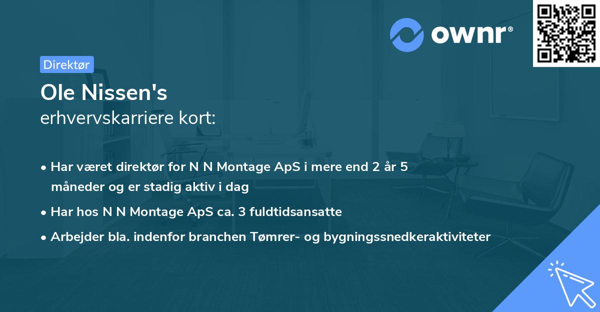 Ole Nissen's erhvervskarriere kort