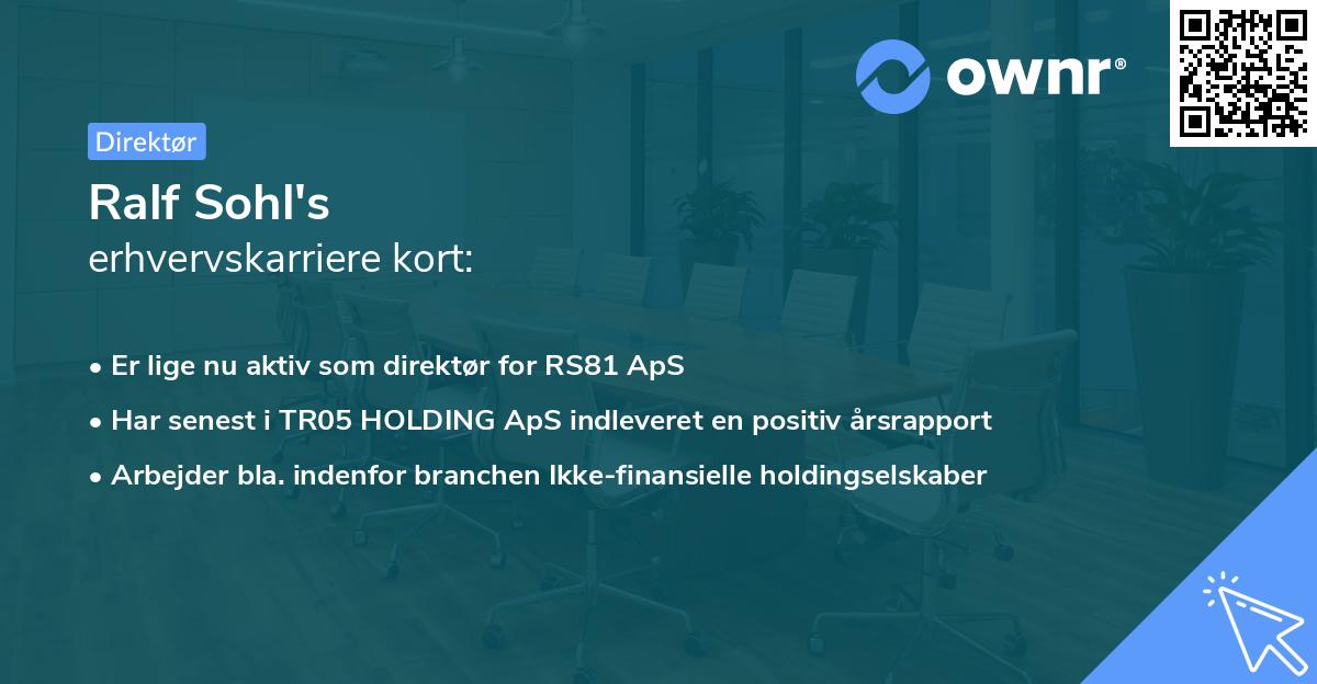 Ralf Sohl's erhvervskarriere kort