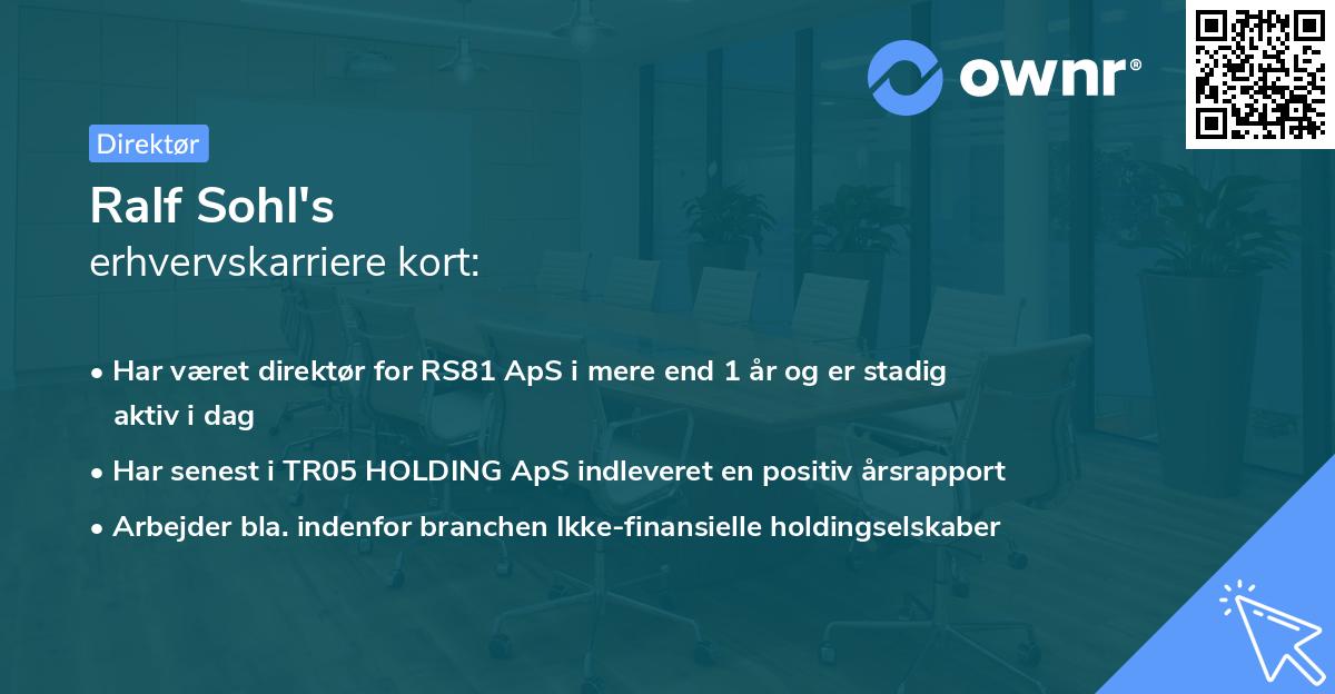 Ralf Sohl's erhvervskarriere kort