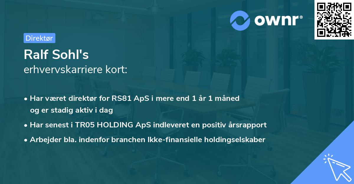 Ralf Sohl's erhvervskarriere kort