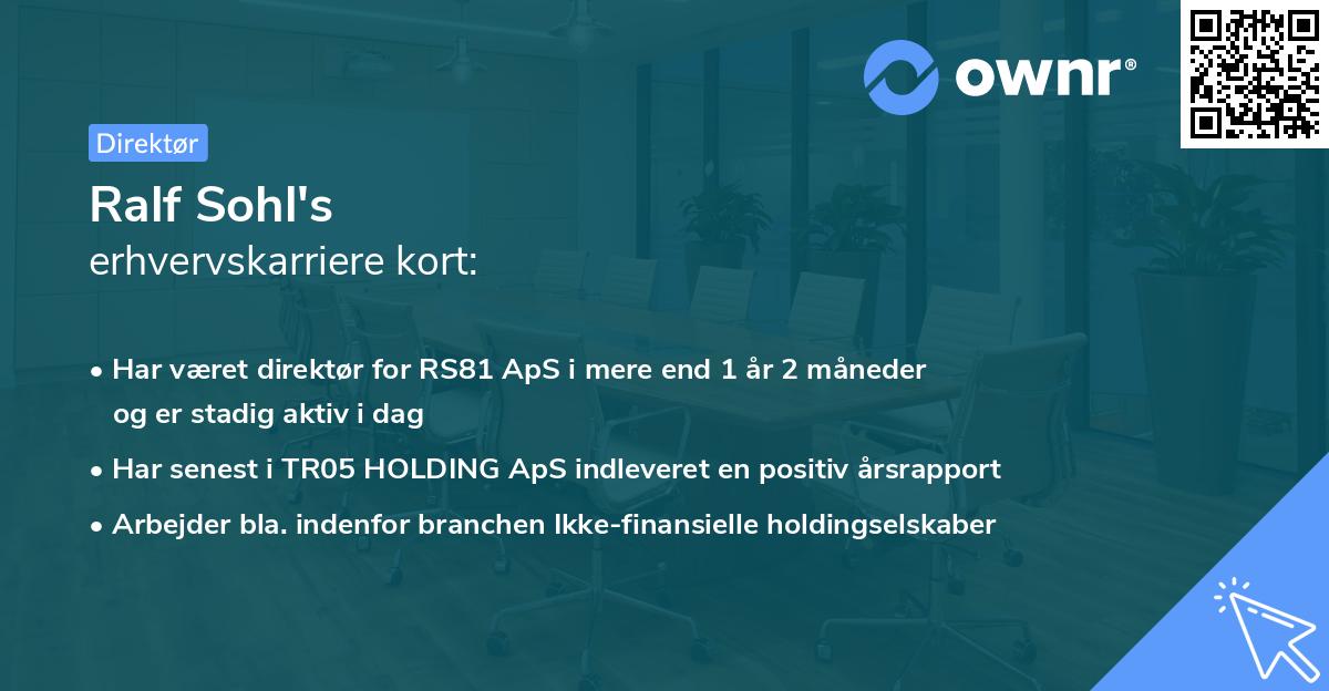 Ralf Sohl's erhvervskarriere kort