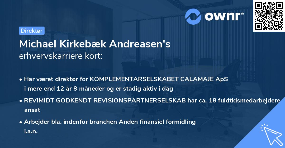 Michael Kirkebæk Andreasen's erhvervskarriere kort