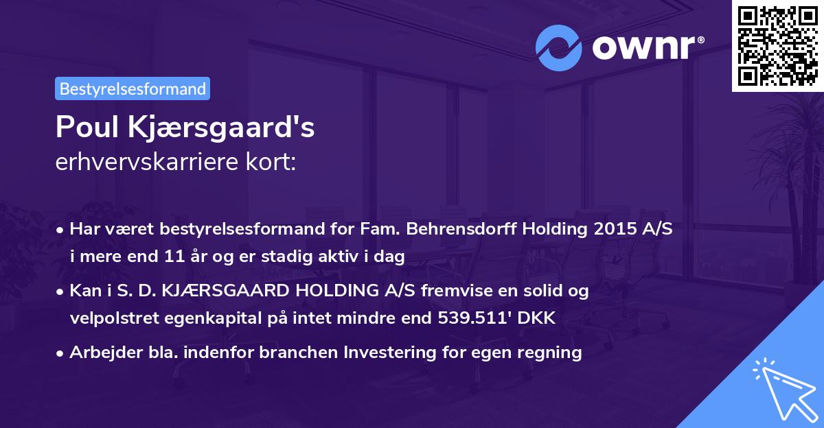 Poul Kjærsgaard's erhvervskarriere kort