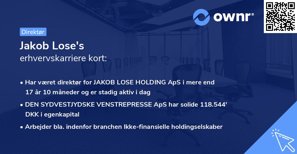 Jakob Lose's erhvervskarriere kort