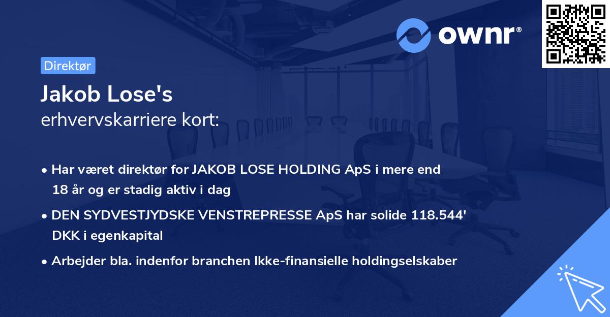 Jakob Lose's erhvervskarriere kort