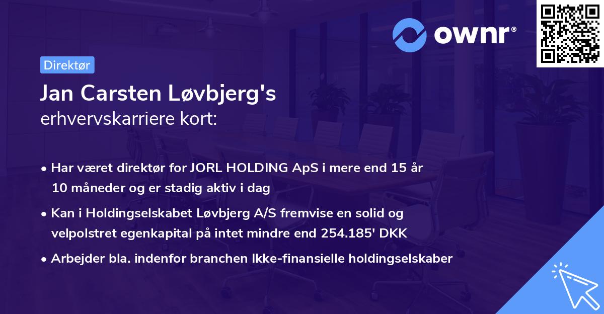 Jan Carsten Løvbjerg's erhvervskarriere kort