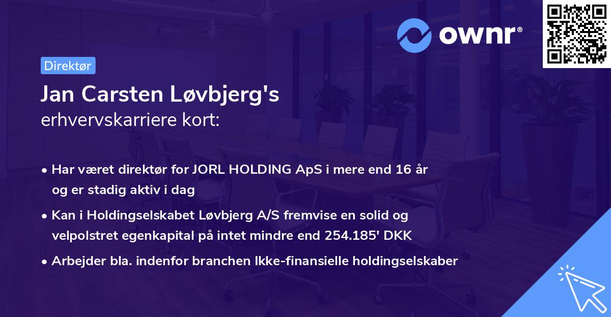 Jan Carsten Løvbjerg's erhvervskarriere kort