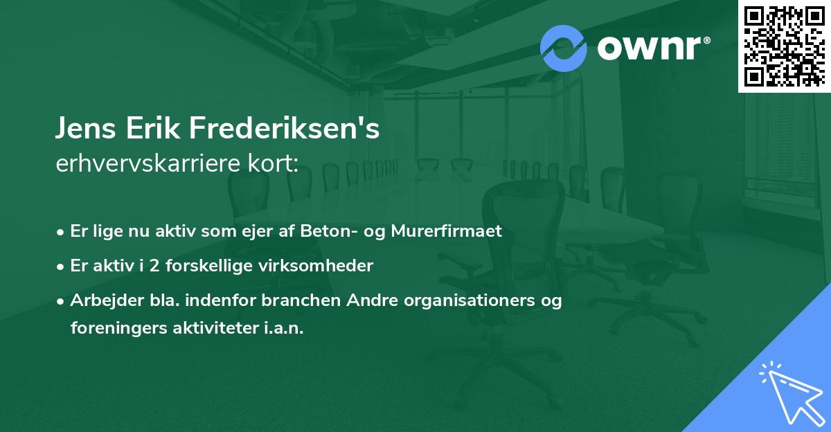 Jens Erik Frederiksen's erhvervskarriere kort
