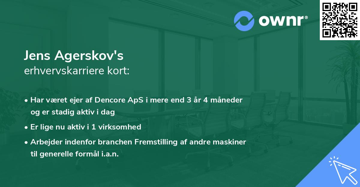 Jens Agerskov's erhvervskarriere kort