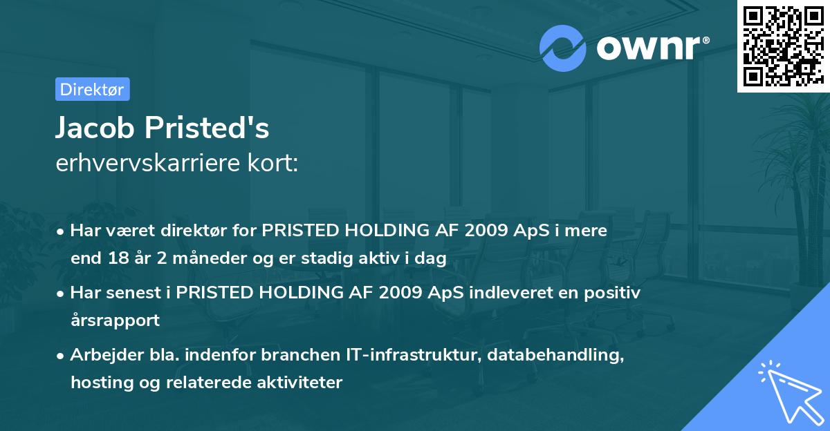 Jacob Pristed's erhvervskarriere kort