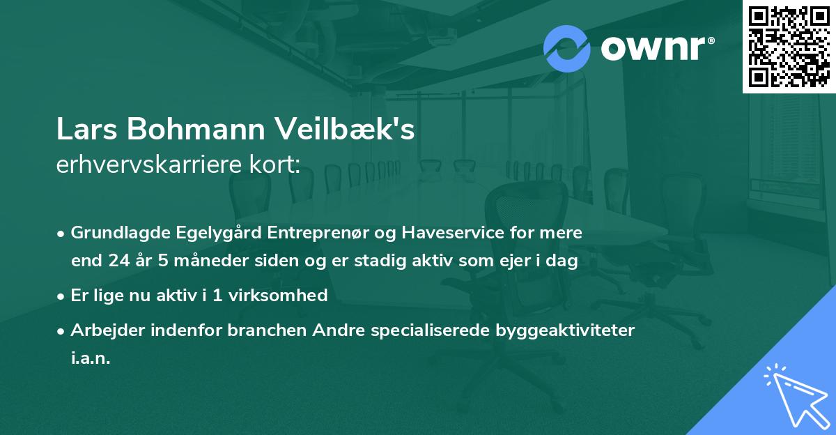Lars Bohmann Veilbæk's erhvervskarriere kort