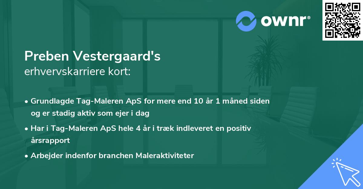 Preben Vestergaard's erhvervskarriere kort
