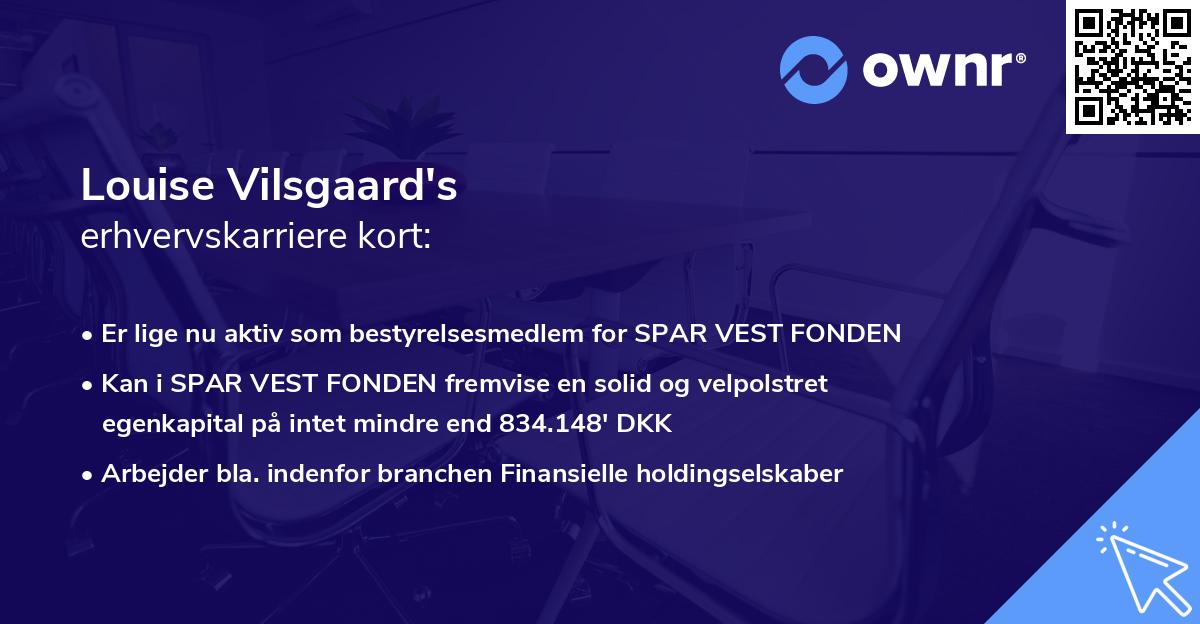 Louise Vilsgaard's erhvervskarriere kort