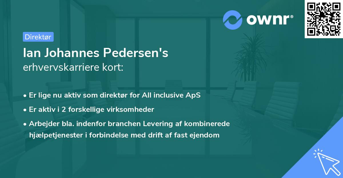 Ian Johannes Pedersen's erhvervskarriere kort