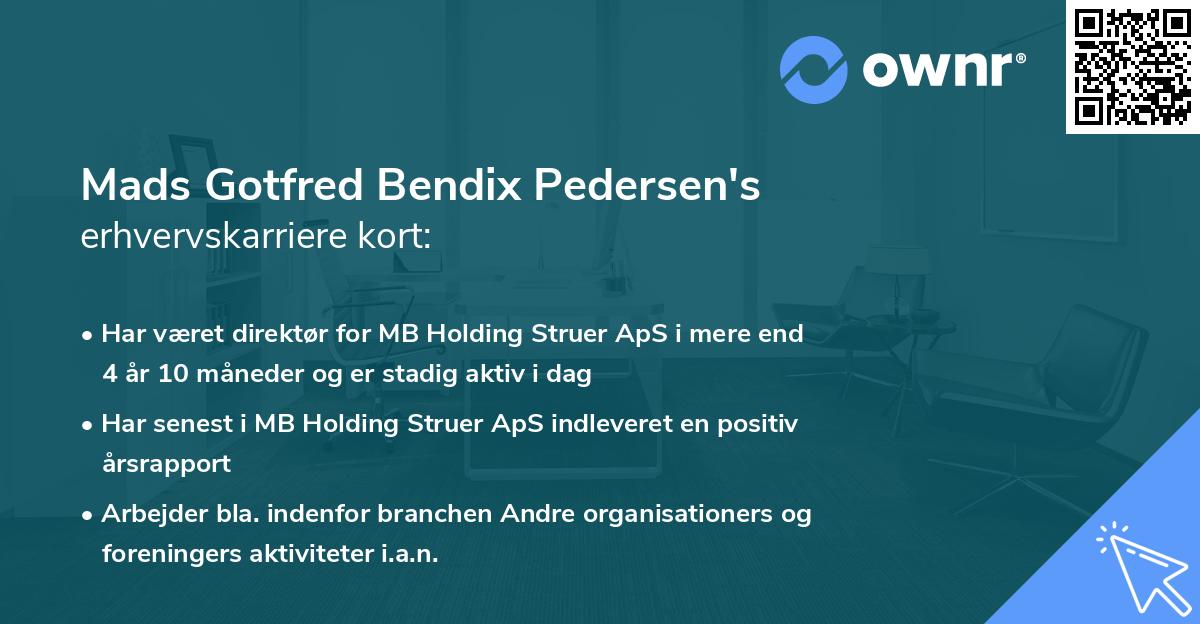 Mads Gotfred Bendix Pedersen's erhvervskarriere kort