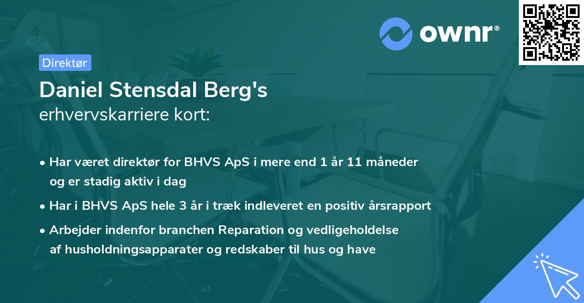 Daniel Stensdal Berg's erhvervskarriere kort