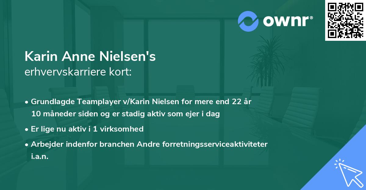 Karin Anne Nielsen's erhvervskarriere kort