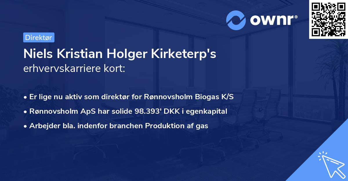 Niels Kristian Holger Kirketerp's erhvervskarriere kort