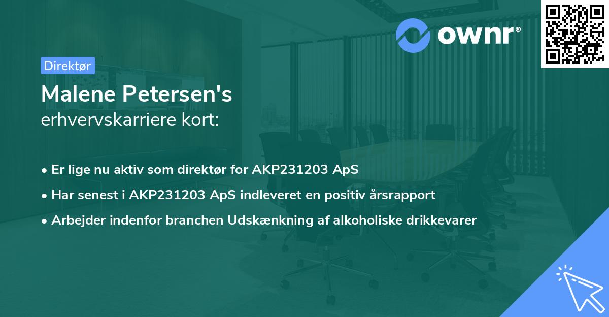 Malene Petersen's erhvervskarriere kort