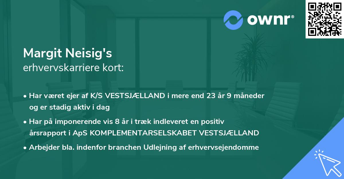 Margit Neisig's erhvervskarriere kort