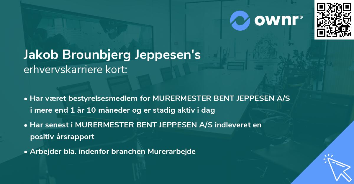 Jakob Brounbjerg Jeppesen's erhvervskarriere kort