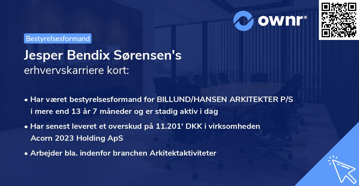 Jesper Bendix Sørensen's erhvervskarriere kort