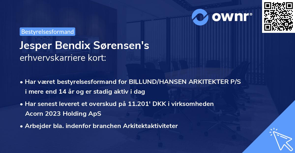Jesper Bendix Sørensen's erhvervskarriere kort