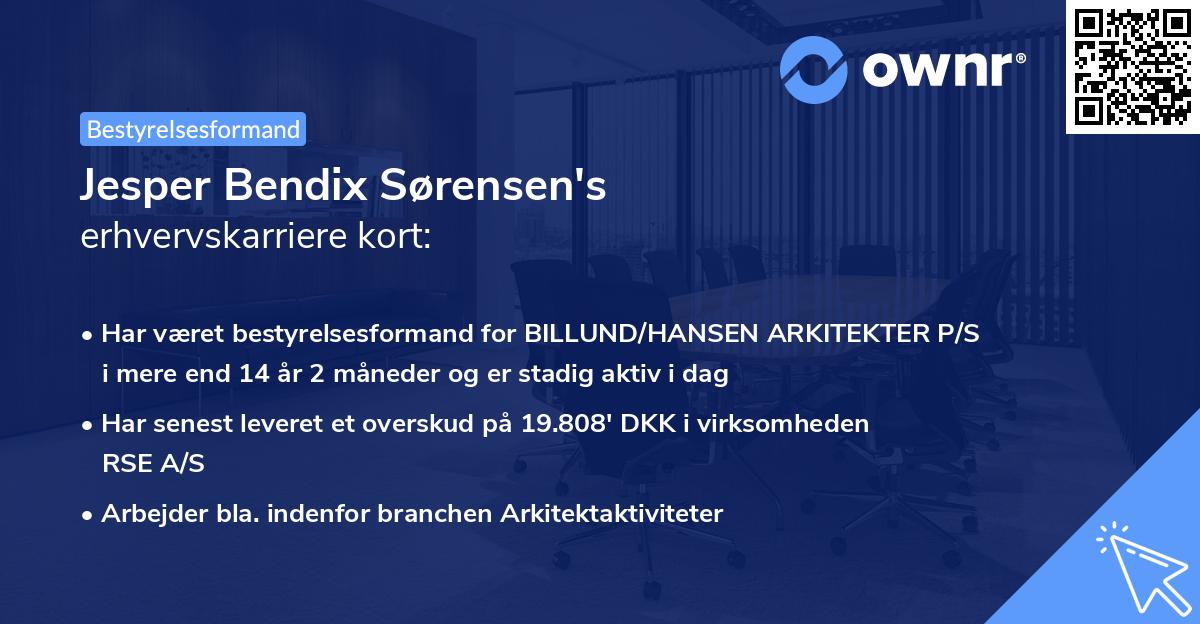 Jesper Bendix Sørensen's erhvervskarriere kort