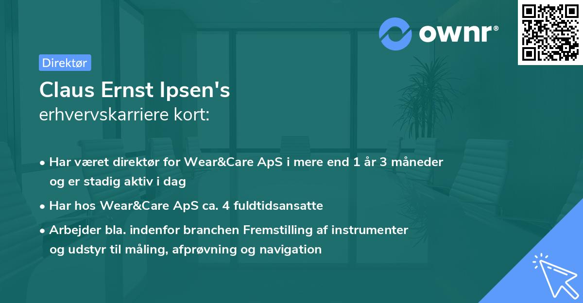 Claus Ernst Ipsen's erhvervskarriere kort